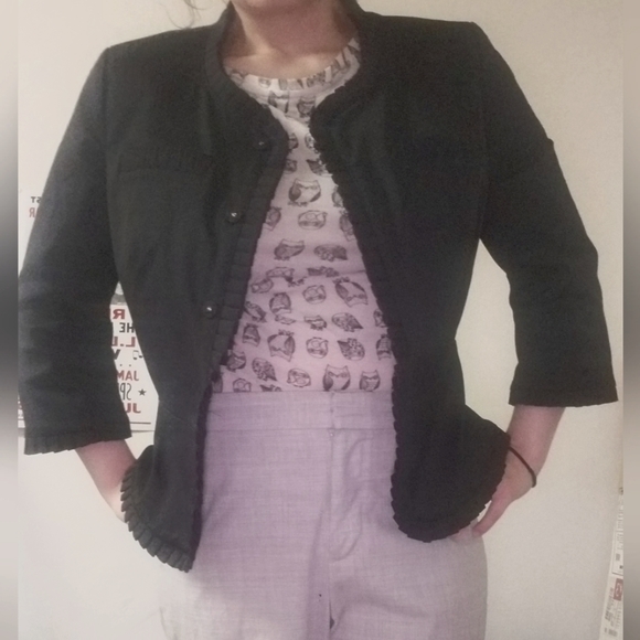 Jones New York Signature Button Down Stretch Jacket Size 10P Black 3/4 sleeve - Picture 7 of 7